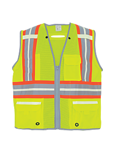 Global Glove Frogwear Glo-077 Photoluminescent Surveyors Safety Vest With Reflective, Class 2, Size 6X-Large