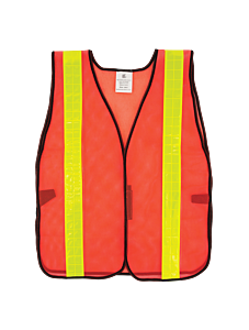 Global Glove Frogwear Glo-10-2In Enhanced Visibility Orange Economy Mesh Safety Vest With Wide Yellow Reflective, One Size