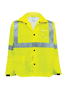 Global Glove Frogwear Glo-1400 Hi-Vis Self-Extinguishing Yellow/Green Rain Jacket, Class 3, Size 4X-Large