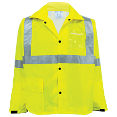 Global Glove Frogwear Glo-1400 Hi-Vis Self-Extinguishing Yellow/Green Rain Jacket, Class 3, Size X-Large