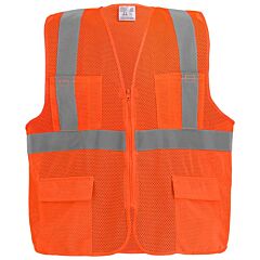 Global Glove Frogwear Glo-270 Hi-Vis Orange Lightweight Mesh Safety Vest, Ansi Class 2, Class 2, Size X-Large