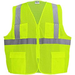 Global Glove Frogwear Glo-271 Hi-Vis Yellow/Green Lightweight Mesh Safety Vest, Ansi Class 2, Class 2, Size Medium