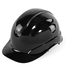 Global Glove Bullhead Safety Hh-C2-K Black Unvented Cap Style Hard Hat With Six-Point Ratchet Suspension, One Size