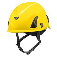 Global Glove Bullhead Safety Hh-Ch1-Y - Yellow Climbing Style Protective Helmet With Six-Point Ratchet Suspension And Four-Point Chin Strap, One Size