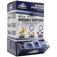 Global Glove Bullhead Safety Hp-S3 Corded Metal Detectable Reusable Silicone Nrr 26 Db Earplugs, One Size