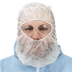Global Glove Frogwear Nw-Ppbbr-W White Polypropylene Disposable Balaclava-Style Hood, One Size