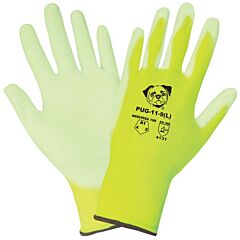 Global Glove Pug Pug-11 Hi-Vis Polyurethane Coated Cut Resistant Gloves, Cut Level A1, Size X-Large