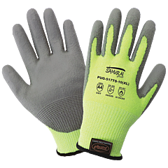 Global Glove Samurai Glove Pug-517Ts Hi-Vis Polyurethane Coated Touch Screen Compatible Cut Resistant Gloves, Cut Level A4, Size Small