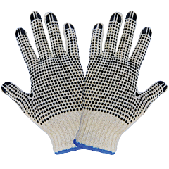 Global Glove S55D2-W Standard Cotton/Polyester Pvc Two-Sided Dotted Gloves, Size Women'S