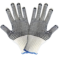 Global Glove S65D2Bw-W White Cotton/Polyester Dotted Gloves, Size Women'S