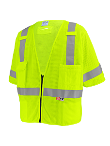 Global Glove Frogwear Glo-025Fr Ansi Class 3 Flame-Resistant Surveyors Safety Vest, Lime, Size 4X-Large