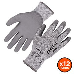 Ergodyne 10456 Proflex 7030-12Pr Ansi A3 Pu Coated Cut Resistant Gloves, Gray, Size 2X-Large