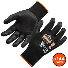 Ergodyne 17851 Proflex 7001-Case Nitrile Coated Gloves, Black, Size X-Small