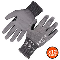 Ergodyne 18064 Proflex 7071-12Pr Ansi A7 Pu Coated Cut Resistant Gloves, Gray, Size Large