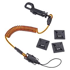 Ergodyne 19160 Squids 3151 Coil Lanyard Plus Mini Adhesive Mounts, Orange And Black