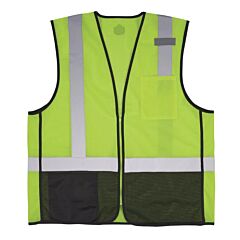 Ergodyne 23019 Glowear 8210Zbk Mesh Hi-Vis Safety Vest, Type R, Class 2, Zipper, Black Bottom, Lime, Size 4X/5X-Large