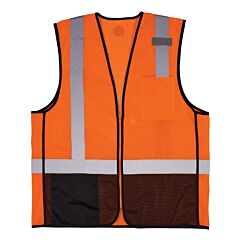 Ergodyne 23029 Glowear 8210Zbk Mesh Hi-Vis Safety Vest, Type R, Class 2, Zipper, Black Bottom, Orange, Size 4X/5X-Large