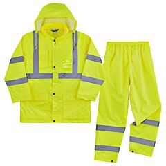 Ergodyne 25436 Glowear 8376K Class 3, Lightweight Hv Rain Suit, Lime, Size 2X-Large
