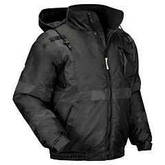 Ergodyne 25646 Glowear 8377Ev Enhanced Visibility Winter Bomber Jacket, Black, Size 2X-Large