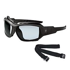 Ergodyne 56085 Skullerz Loki Anti-Fog/Anti-Scratch, Convertible Safety Spoggles With Strap, Matte Black Frame, In/Outdoor Lens