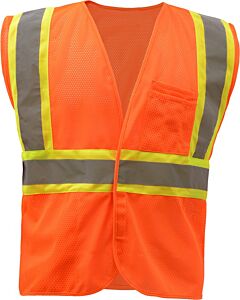 Gss Safety 1008 Economy Class 2 Safety Two-Tone Vest, Hook & Loop, Orange