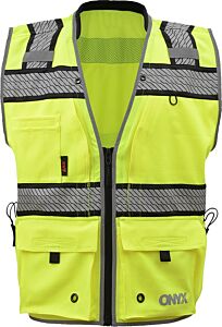 Gss Safety 1511 Onyx Class 2 Ripstop Surveyor Vest With Tefflon Coating, Lime