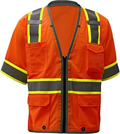 Gss Safety 2702 Hype-Lite Class 3 Vest With Relective Trim, Orange