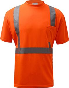 Gss Safety 5002 Class 2 Short Sleeve T-Shirt With Chest Pocket, Orange