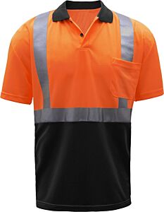 Gss Safety 5004 Class 2 Short Sleeve Polo Shirt With Black Bottom, Orange