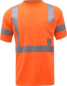 Gss Safety 5008 Class 3 Short Sleeve T-Shirt With Chest Pocket, Orange