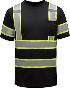 Gss Safety 5011 Non-Ansi Two-Tone Short Sleeve T-Shirt With Chest Pocket, Black