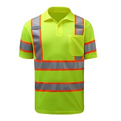 Gss Safety 5017 Class 3 Two Tone Short Sleeve Polo Shirt, Lime