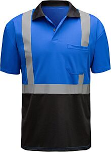 Gss Safety 5023 Non-Ansi Short Sleeve Polo Shirt With Black Bottom, Blue