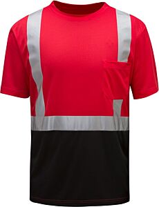 Gss Safety 5124 Non-Ansi Colored Short Sleeve T-Shirt With Black Bottom, Red