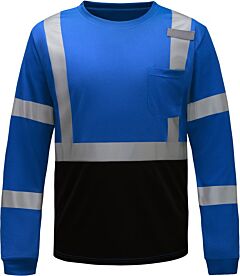 Gss Safety 5133 Non-Ansi Colored Long Sleeve T-Shirt With Black Bottom, Blue