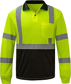 Gss Safety 5507 Class 3 Long Sleeve Polo, Lime
