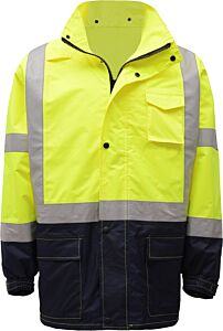 Gss Safety 6003 Premium Class 3 Rain Coat With Black Bottom, Lime