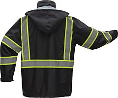 Gss Safety 6007 Premium Non-Ansi Two-Tone Rain Coat With Black Bottom, Black