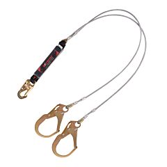 Kstrong Ufl201622 6 Ft, Leading Edge (Le) Rated Twin Leg 100% Tie-Off Clear Pack Design Shock Absorbing Coated Wire Lanyard With (1) Snap Hook And (2) Rebar Hooks, Ansi