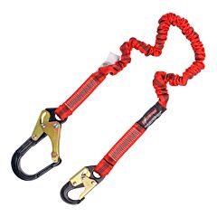 Kstrong Ufl206214 4.5 - 6 Ft, Elasticated Design Shock Absorbing Lanyard With Aluminum Snap Hook And Aluminum Rebar Hook, Ansi