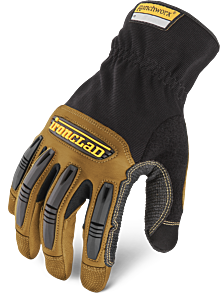 Ironclad Rwg2-04-L Ranchworx Gloves, Goatskin Leather Palm, Black & Tan, Size Large