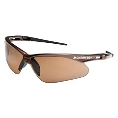 Jackson Safety 50017 Safety Sg+ Series Safety Glasses, Brown Lens, Polarized, Polycarbonate, Hardcoat Anti-Scratch, Brown Frame
