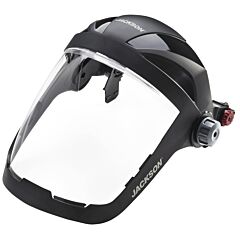 Jackson Safety 14225 Quad 500 Premium Multi-Purpose Face Shield, Slotted Hard Hat Univ Adapter, Af/Clear, 9 In H X 12-1/4 In W