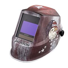 Jackson Safety 47103 Graphic Premium Auto-Darkening Welding Helmet, Freedom, 4/5 To 13 Shade, Ratchet, 3.94 In X 2.36 In Window
