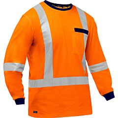 Bisley 313M6118X-O Ansi Type R Class 3 Csa Z96 X-Back Long Sleeve Shirt, Orange