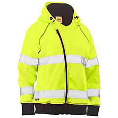 Bisley 323W6819T Ansi Type R Class 3 Women'S Contoured Full Zip Hooded Sweatshirt With Sherpa Lining, Hi-Vis Yellow