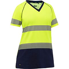 Bisley 312W1118T-Yn Ansi Type R Class 2 Women'S Navy Bottom Short Sleeve T-Shirt, Yellow