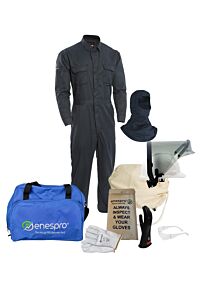 Enespro Tecgen Fr 8 Cal Coveralls Kit With Voltage Gloves, Grey