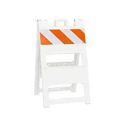 Plasticade 100-Wt8Eg Type I Barricade, White, Engineer Grade Striped Sheeting