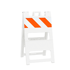 Plasticade 100-Wt8Hip Type I Barricade, White, High Intensity Prismatic Striped Sheeting